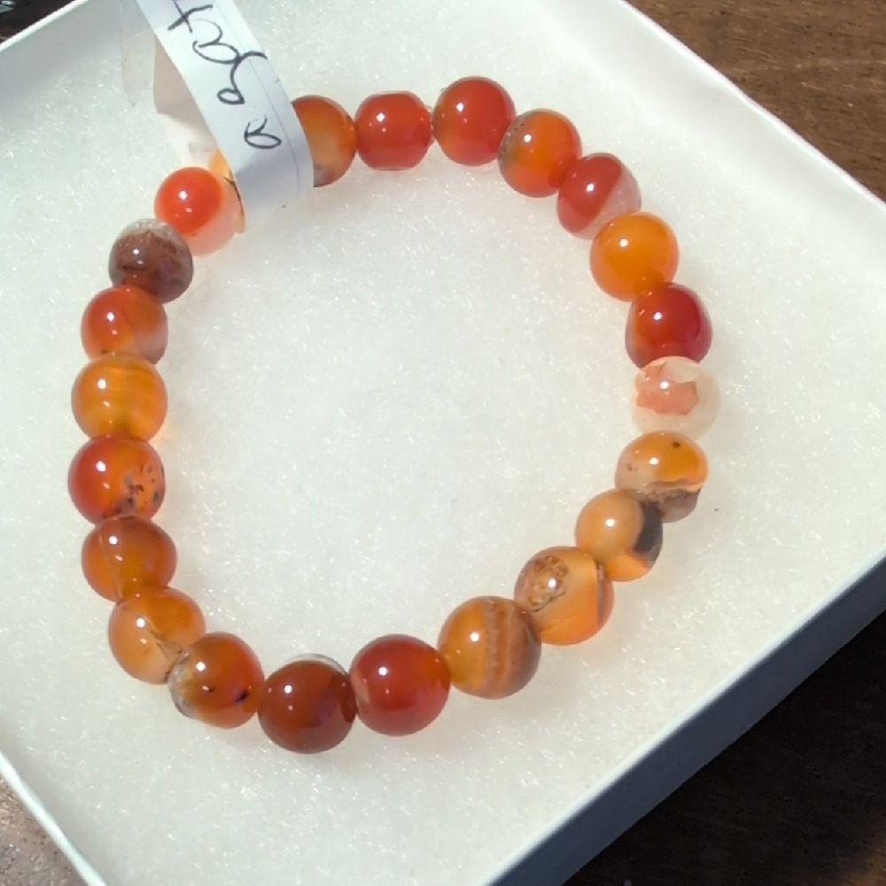 Red Agate Natural Gemstone Stretch Bracelet